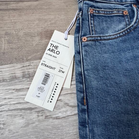 NWT Denim Forum Arlo High Rise Straight Jeans Blue 27 Y2K 90s - Picture 6 of 11
